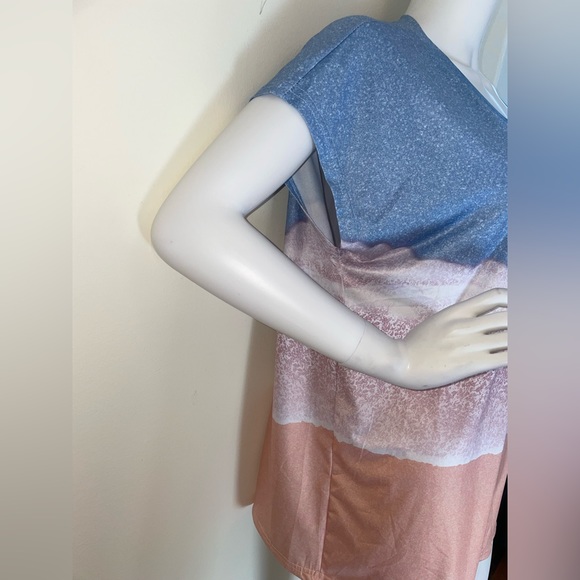 JustFashionNow Short Sleeve V Neck Jersey MultiColor Ombré Large Pocket NWT - Picture 5 of 8